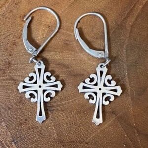 Retired James Avery adorned cross earrings